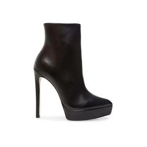 Steve Madden Velina Black Leather Zipper Closure Pointed Toe Platform Boot